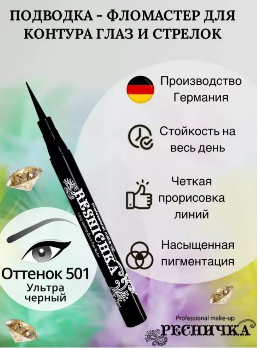 Ресничка подводка-фломастер подводка-фломастер черный 501 черный