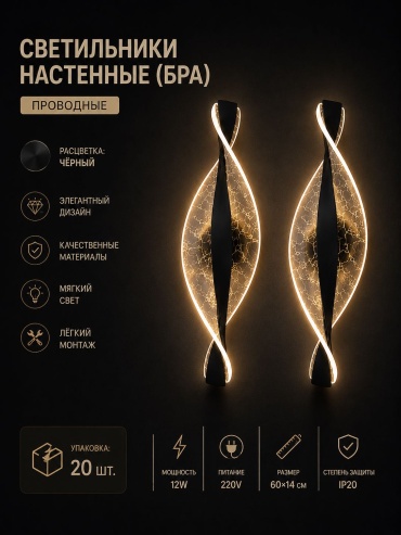 Бра настенный Oskar LED, черный