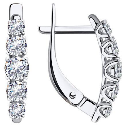 Серьги Diamant 52-120-00308-1 вес 2.2 г золото, фианит
