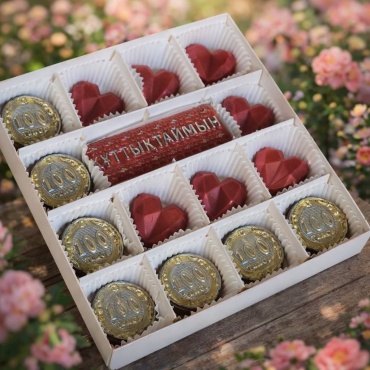 Roza Premium Подарочный набор Шоколад бельгийский Құттықтаймын! 20х20х3 см