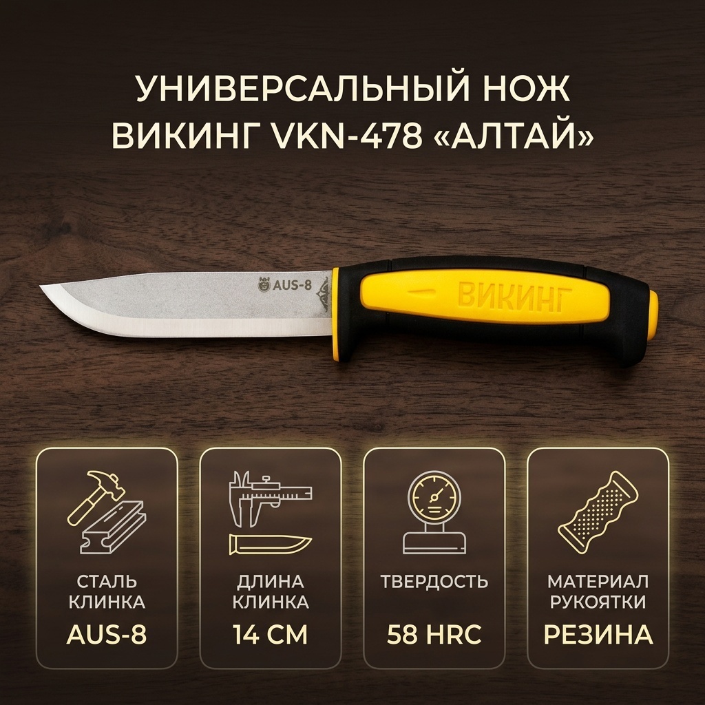Нож универсальный Викинг, лезвие: сталь 1 шт