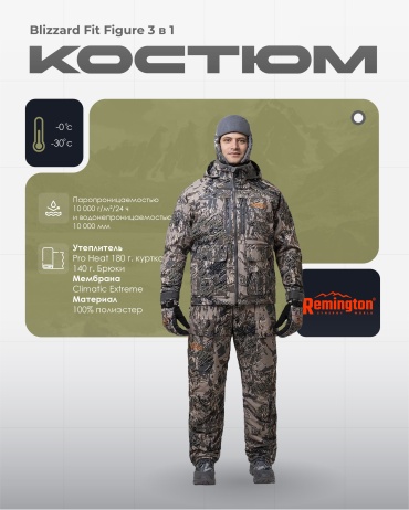 Костюм Remington Remington 3 в 1 Blizzard Fit Figure р. M, RM2055-993-M Figure M, 48, 50