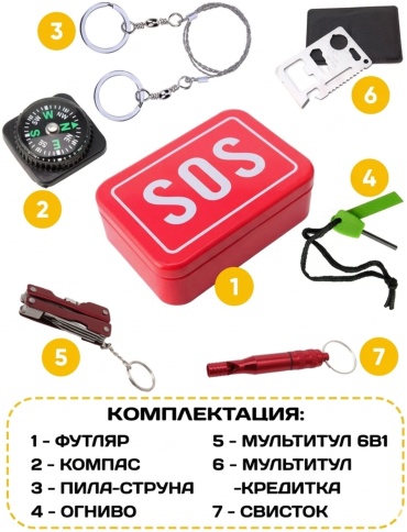 Туристический набор для выживания 30459787_055459967 красный