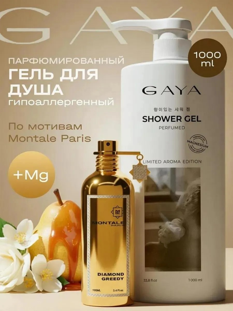 GAYA Cosmetics Гель для душа парфюмированный с магнием 1 литр гель 1000 мл