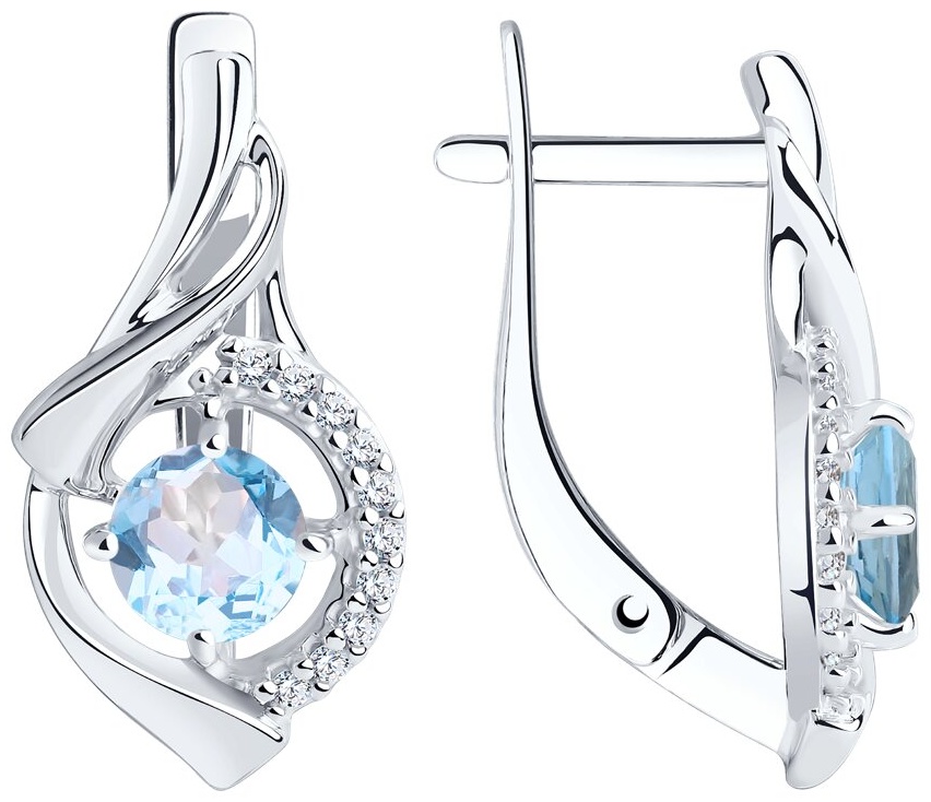 Серьги Diamant V50216 вес 3.23 г серебро, топаз