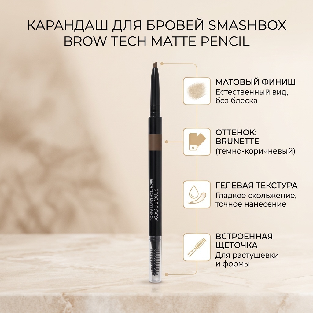 SMASHBOX карандаш Brow Tech Matte pencil Brunette