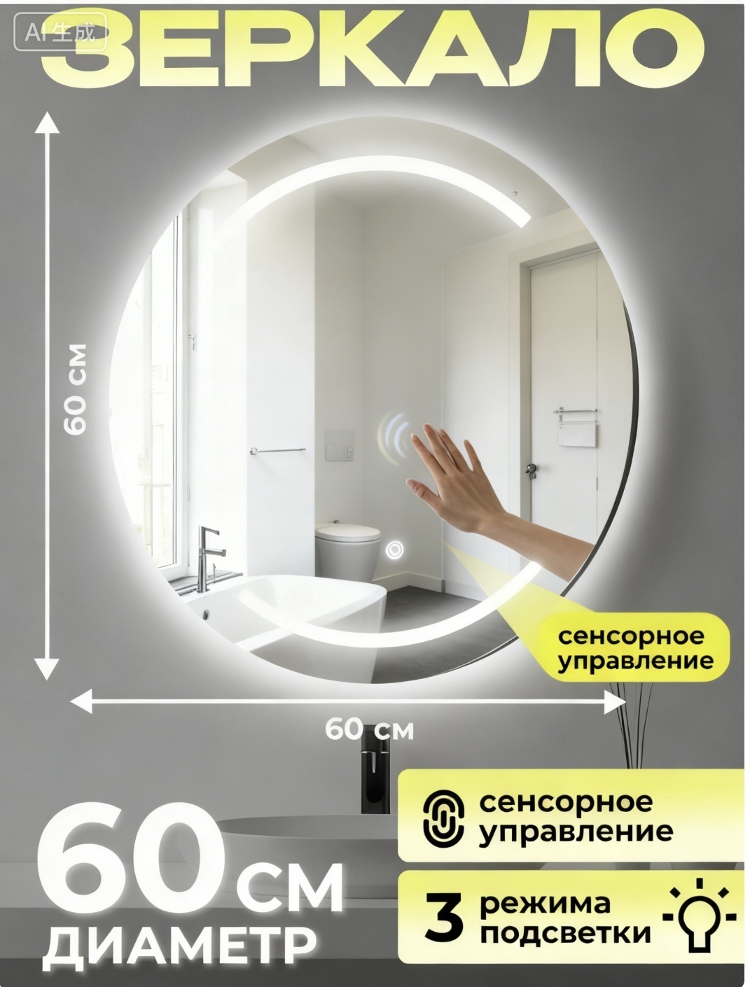 Умное зеркало настенное Element 60x60 см