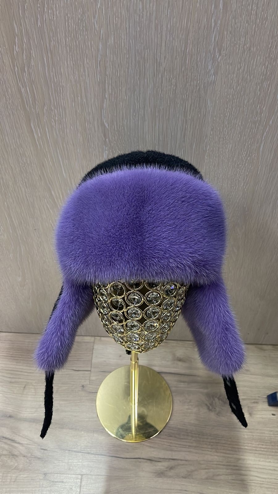 Ушанка SemiFur размер 56, 57, 58, 59, черный, сиреневый