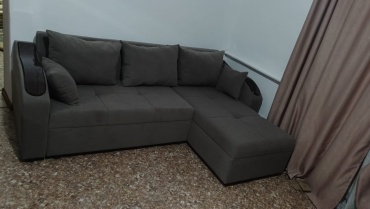 Угловой диван mebel SQ дивани, 220х80 см, обивка ткань, серый