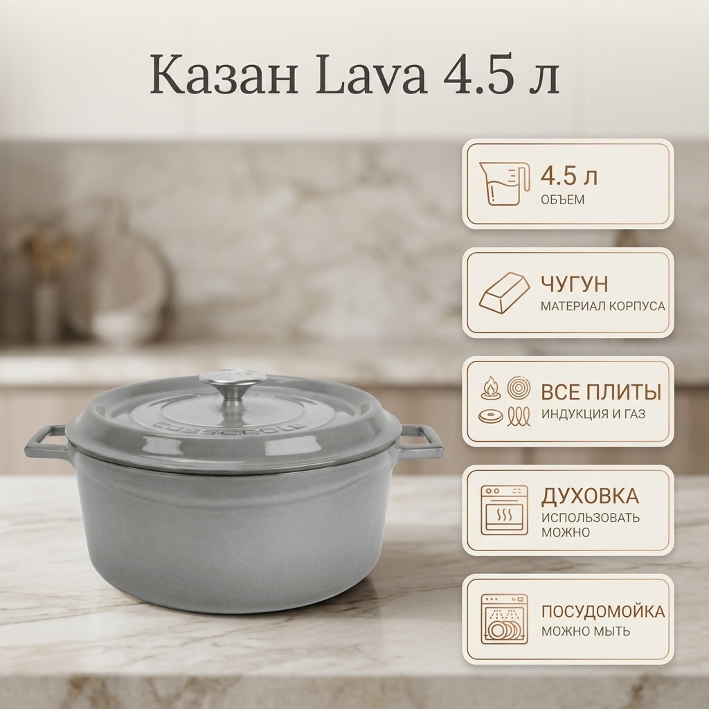 Казан Lava 4.5 л, чугун