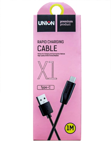 Кабель Union USB 2.0 (M), USB TypeC (M), 1 м, черный