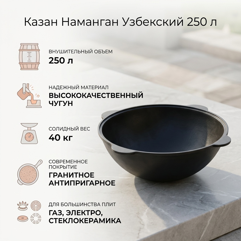 Казан Наманган 250 л, чугун