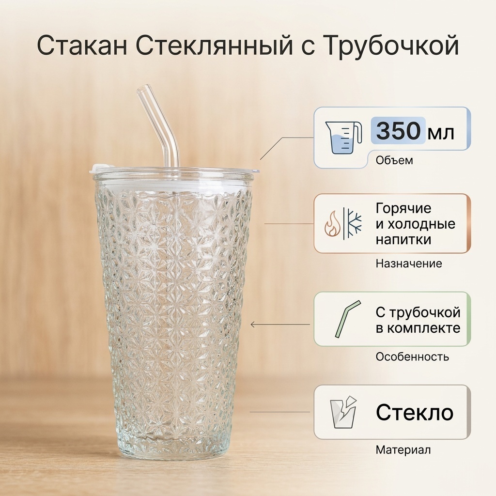 Стакан 350 мл, стекло, 1 шт