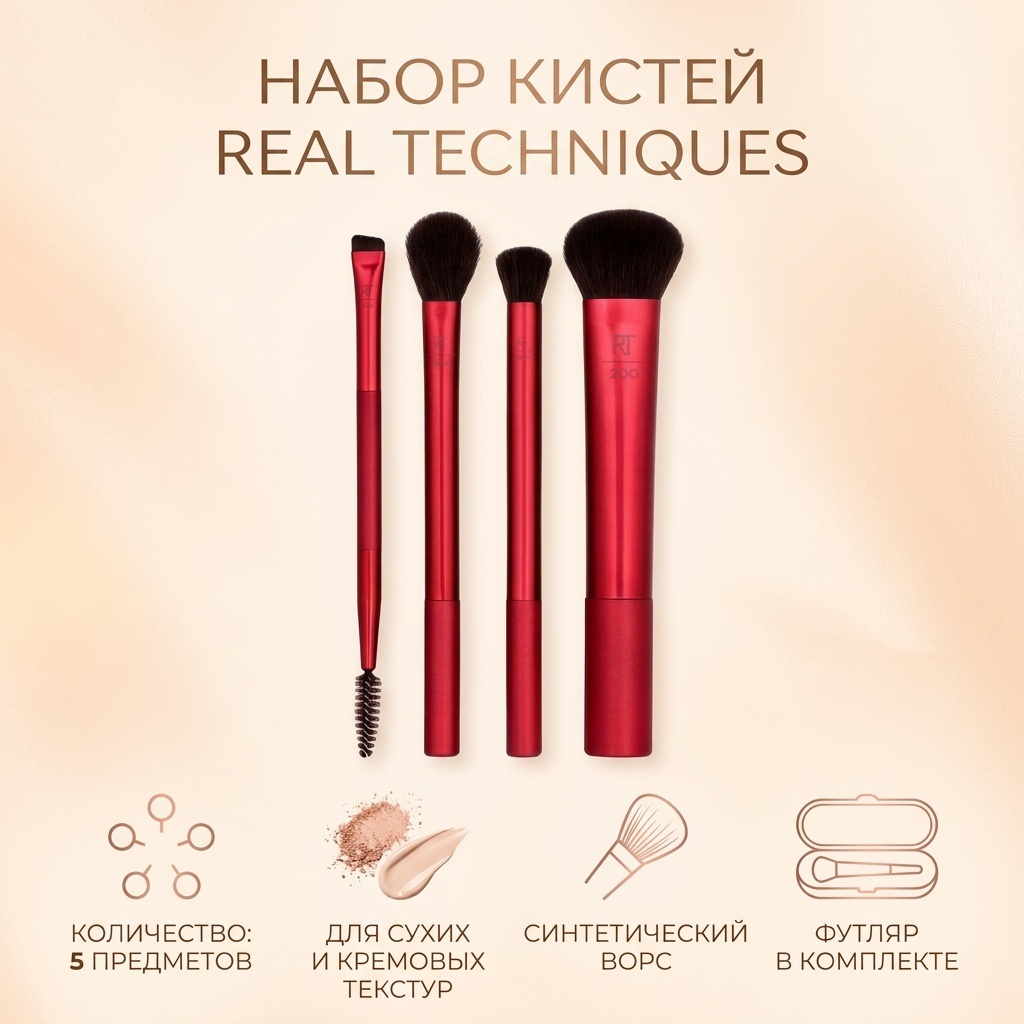 REAL TECHNIQUES растушевка, набор и набор кистей, 5 предметов 5