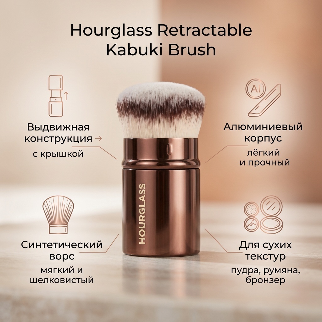 Кисть Hourglass Retractable Kabuki Brush 1