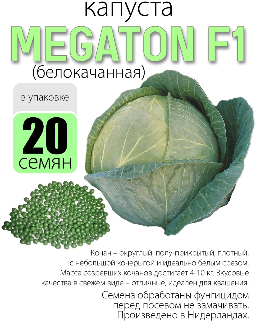 Голландские семена капуста белокочанная Мегатон F1