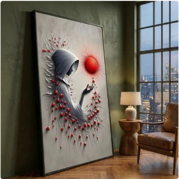 Картина Женщина в капюшоне. на подрамнике theBaiss.com 70x100 см