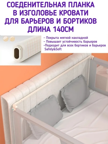 Бортик защитный Соединительная планка в изголо, 140x25 см, 1 шт, белый