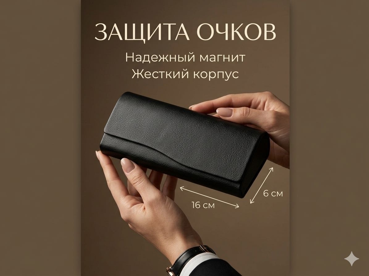 Жесткий футляр искусственная кожа, 6 x 16 см черный