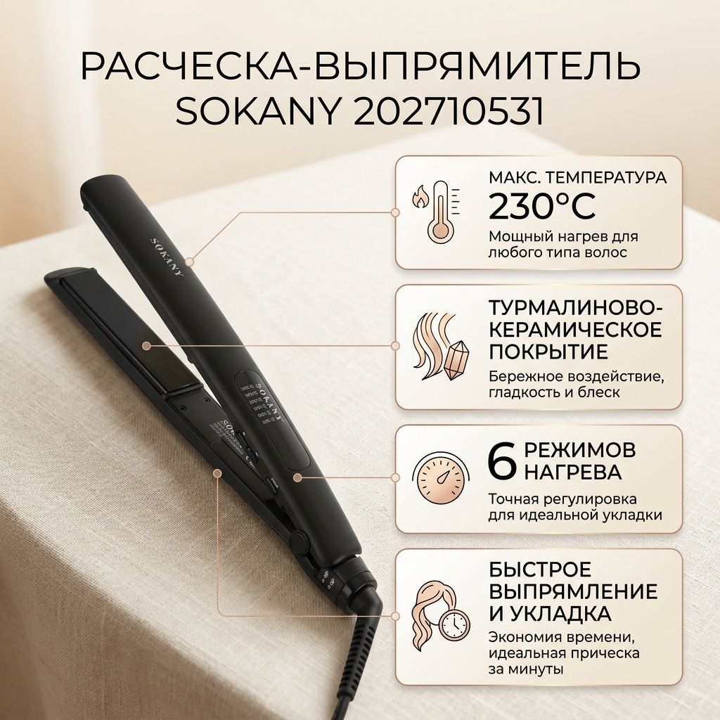 SOKANY 202710531 расческа-выпрямитель