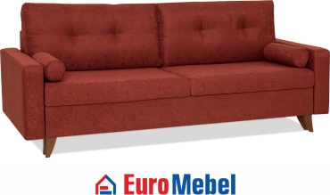 Диван Euromebel Фидэль, 231х103 см, обивка рогожка, бордовый