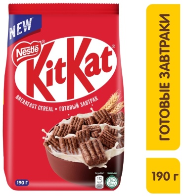 KitKat готовый завтрак с какао, покрытый глазурью из молочного шоколада 190 г
