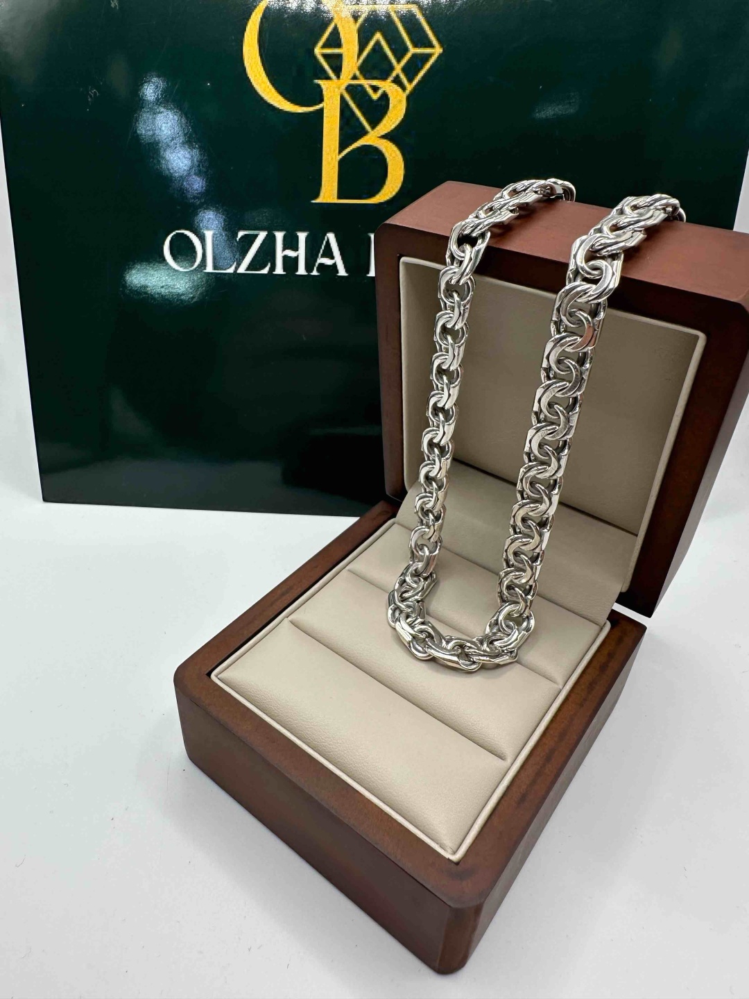 OLZHA BRAND 360466594 длина 50 см, вес 54 г серебро, плетение бисмарк