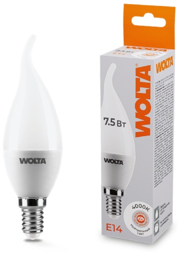 Wolta 7.5W E14, светодиодная, нейтральный белый
