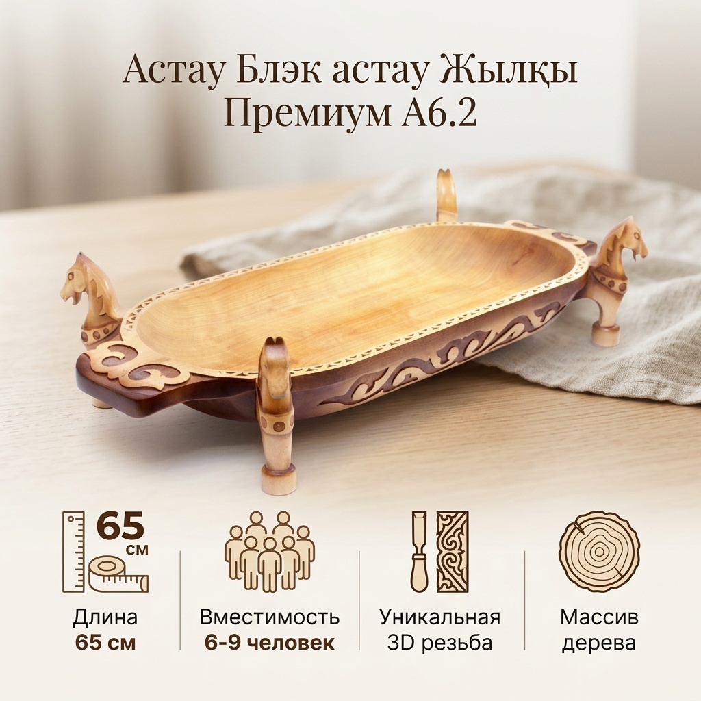Астау Блэк Астау Жылқы Премиум А6.2 65х26 см, дерево, 1 шт