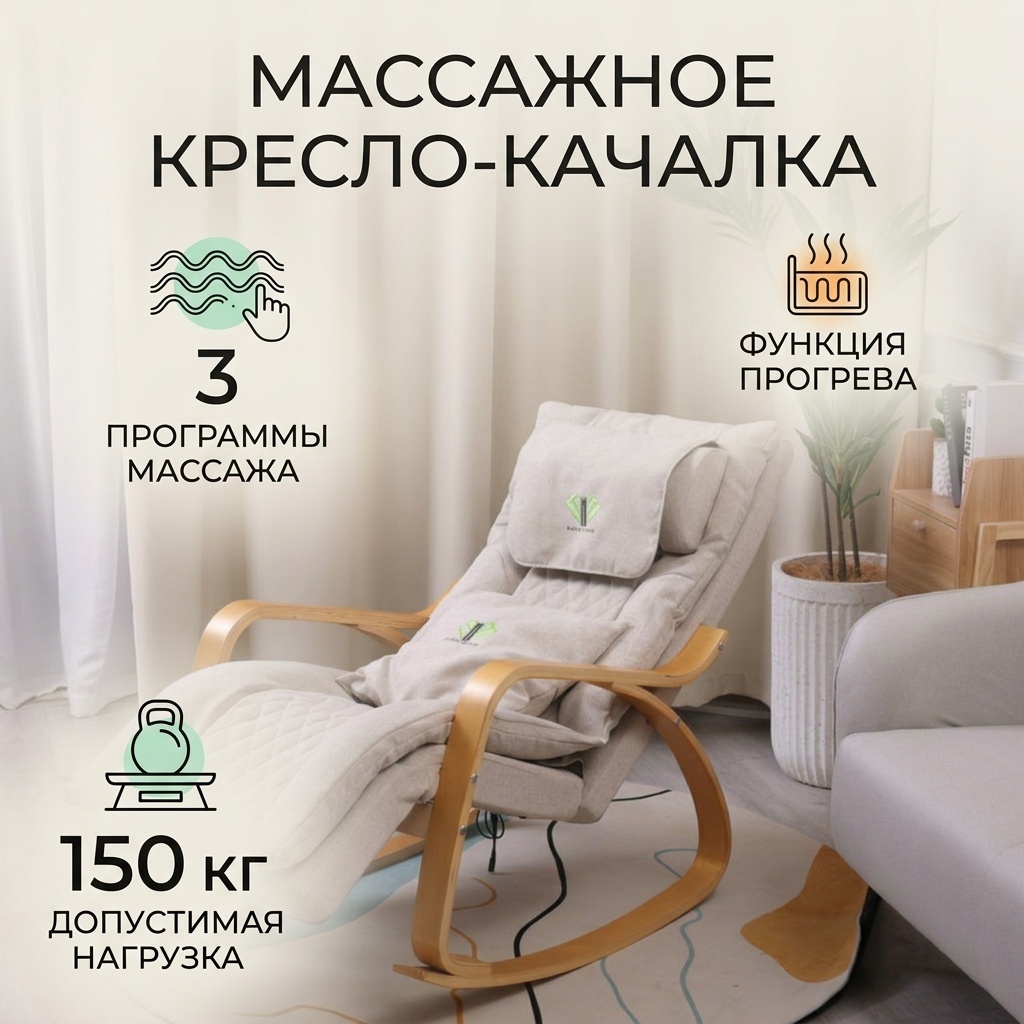 Массажное кресло-качалка 80561102 до 150 кг 3 программ
