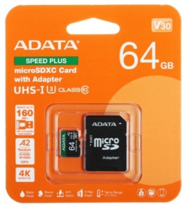 ADATA microSDHC UD64GUI3V30A2SP-RA1 64 Гб