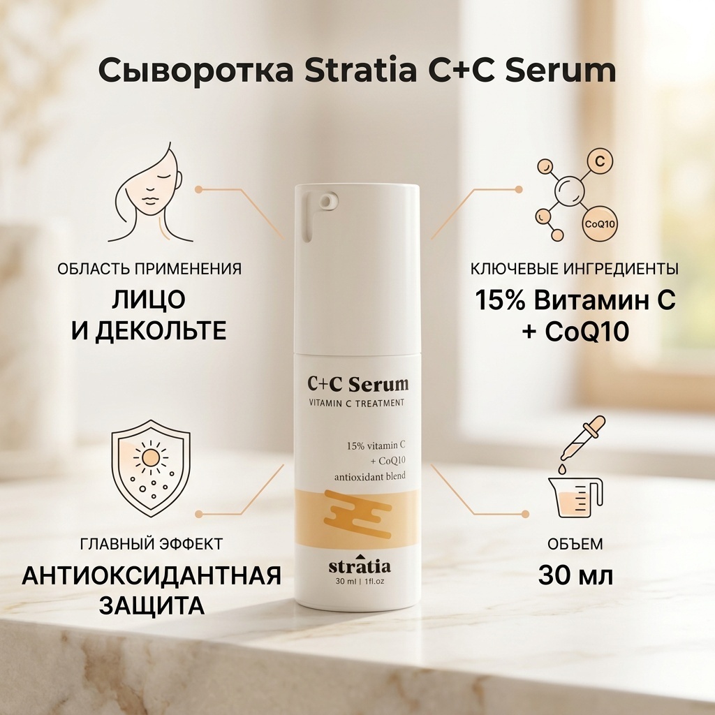 Stratia сыворотка C+C Serum для лица, для зоны декольте 30 мл