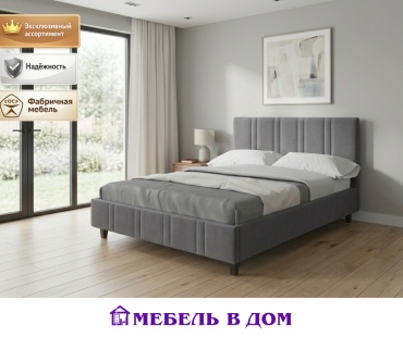 Кровать Мебель в Дом Лилия двуспальная, 160x200 см (без матраса, подъёмный механизм) серый