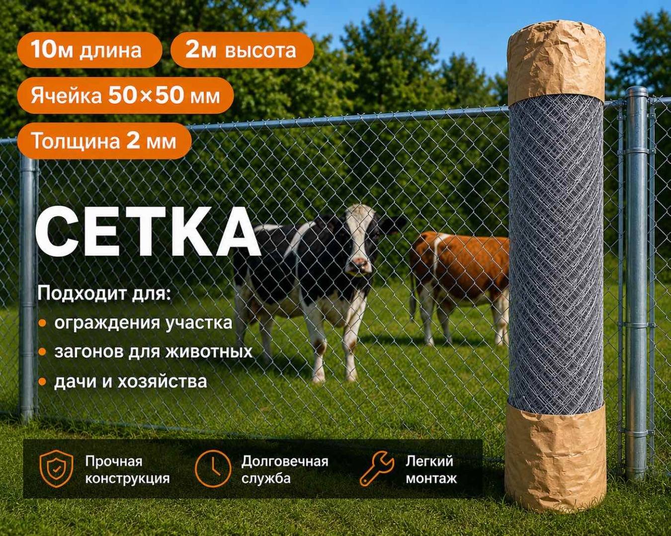 Сетка садовая 30447589_2MM15M2M серебристый