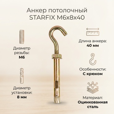 Анкер потолочный STARFIX 40 мм х M6 1 шт