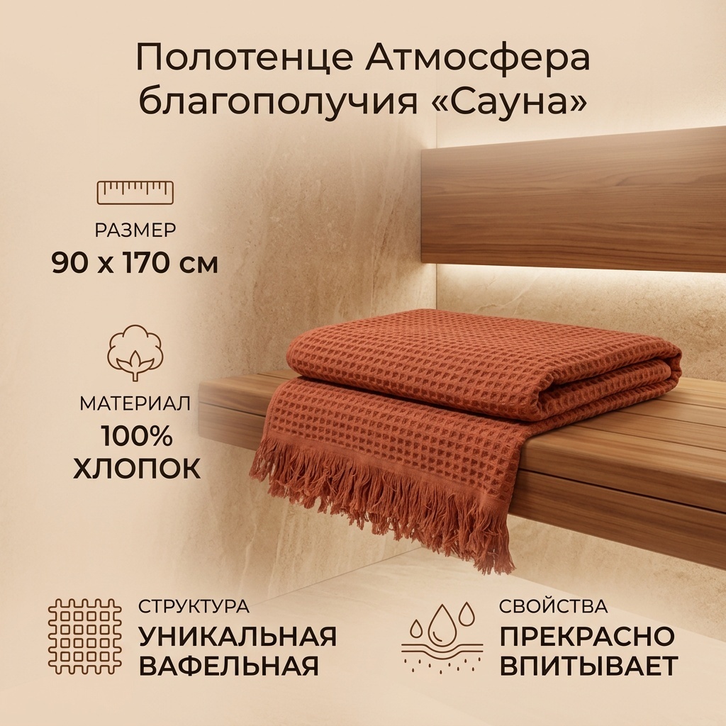 Полотенце Атмосфера благополучия 170x90 см, хлопок, 1 шт,