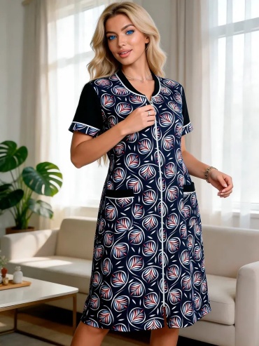 Льняной халат Golden Flamingo синий