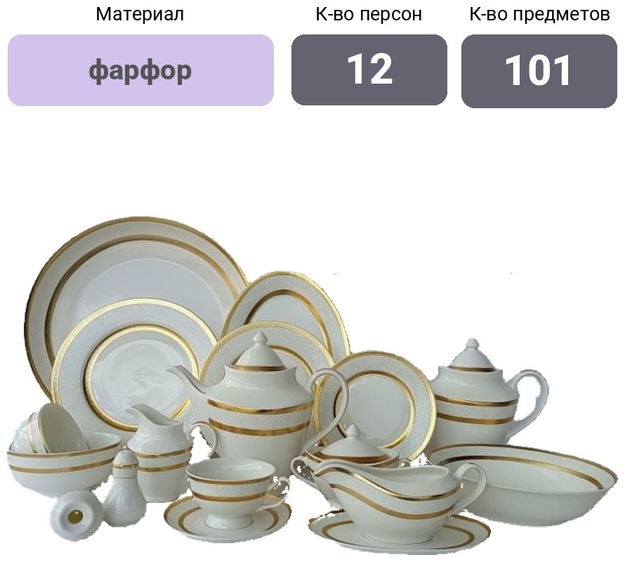 Сервиз на 12 персон Bohemia Bohemia, предметов: 101, чайно-столовый, фарфор