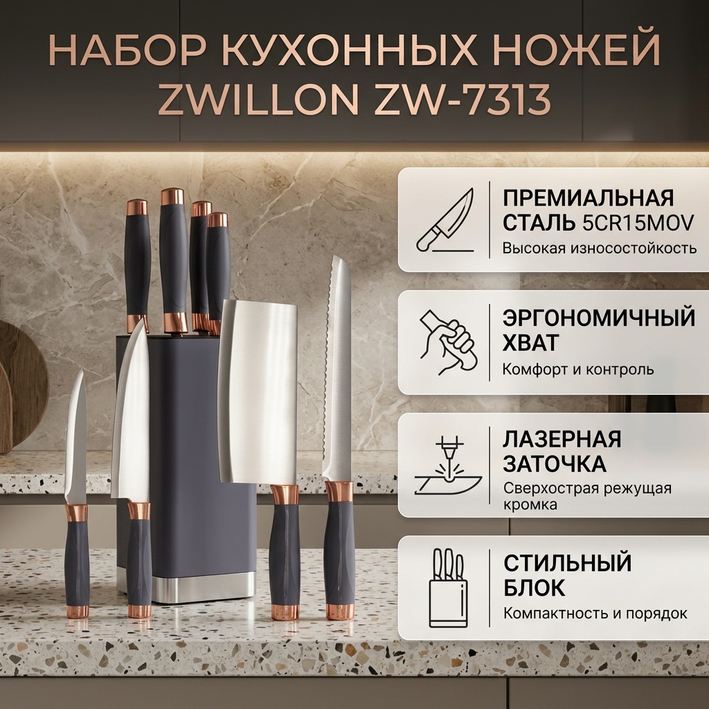 Набор ножей ZWILLON, лезвие: нержавеющая сталь 6 шт