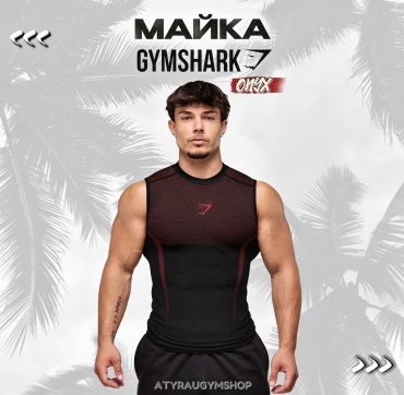 Майка Gymshark однотонный черный, красный