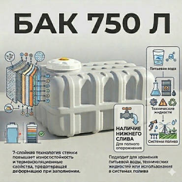 Бак Jahon Invest Plast 750 л, пластик