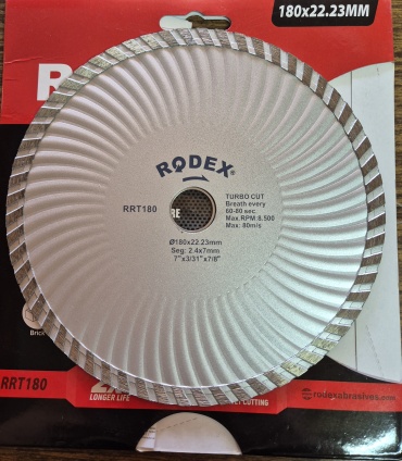 Диск отрезной алмазный 180x22.23х2.4 мм, Rodex RRT180