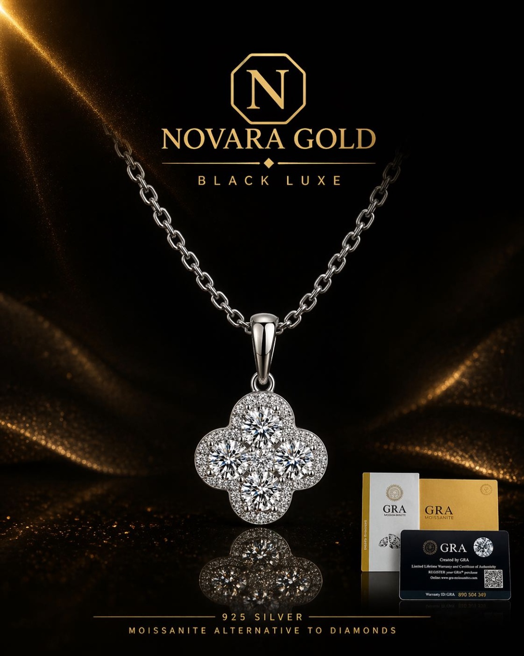 Колье Novara Gold NG SP0461211 длина 45 см вес 3.3 г серебро, муассанит
