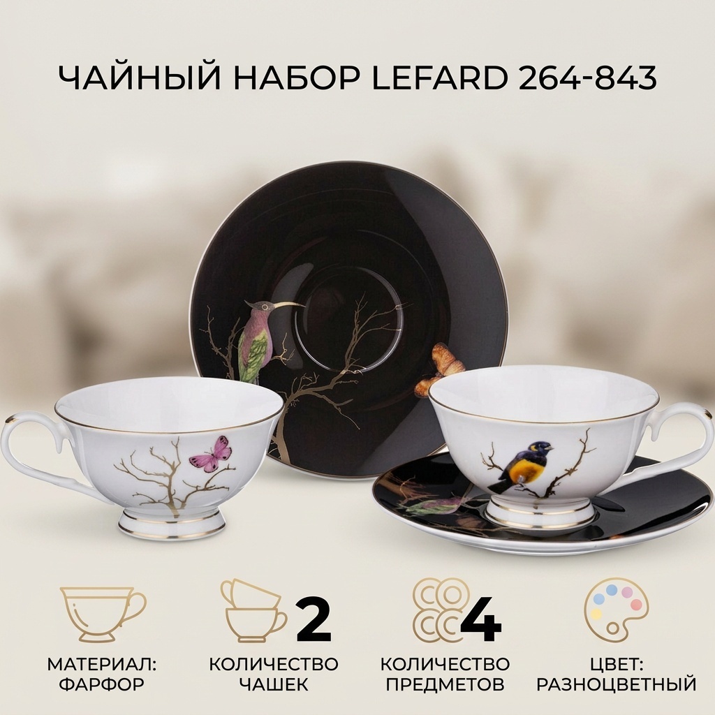 Чайная пара Lefard , 250 мл, фарфор, 2 шт.
