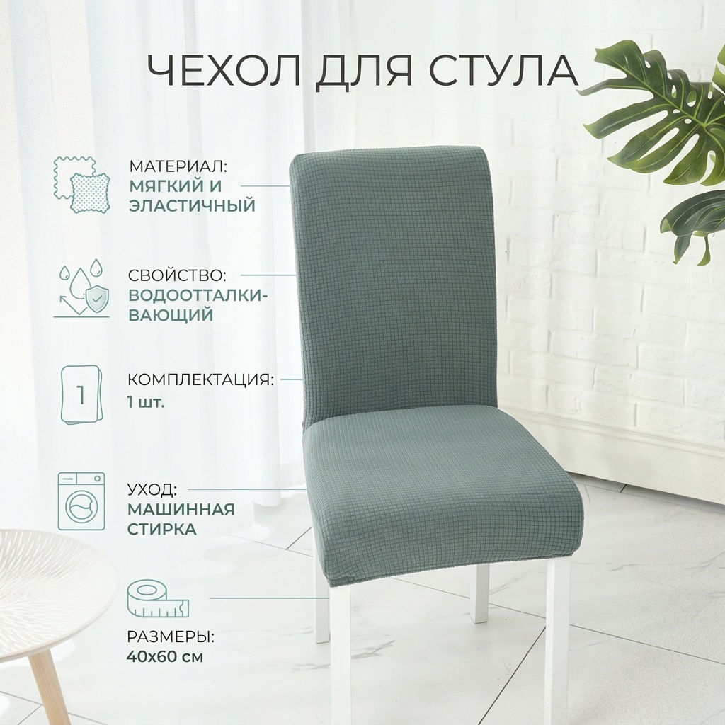 Чехол для стула 937042 зеленый 40x60
