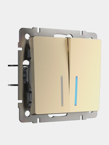 Выключатель клавишный Werkel WL11-SW-2G-2W-LED, шампань