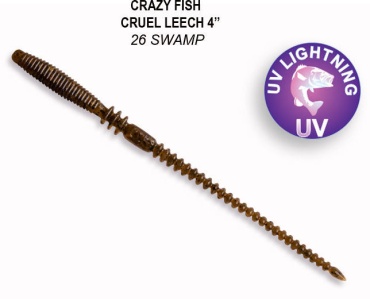 Мягкая приманка Crazy Fish Силиконовая приманка CF Company Cruel Leech 4 / 41-100-26-6 / Кальмар (7 шт.) 7 шт 100 мм 26