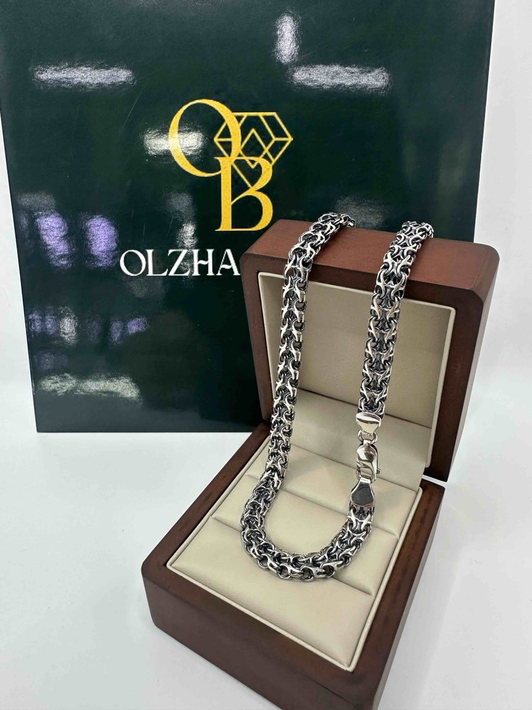 OLZHA BRAND 19 длина 59 см, вес 38 г серебро, плетение рамзес
