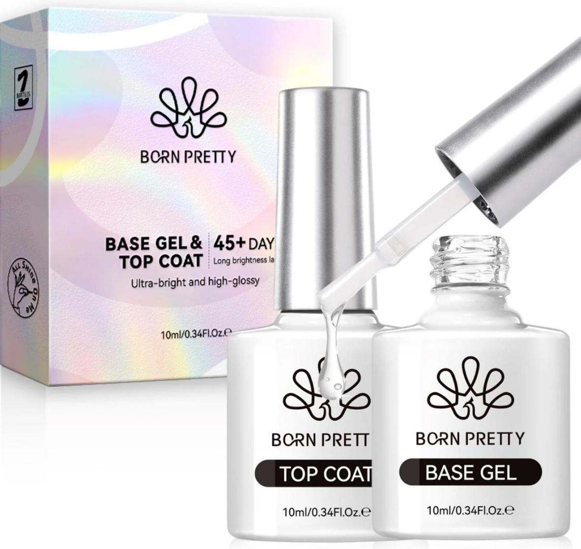 BORN PRETTY базовое покрытие, верхнее покрытие Gel Set Bottles Base Top Coat глянцевое 10 мл