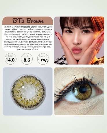 Контактные линзы DOX BT2 Brown -2.25 кривизна 8.6 на год 2 шт